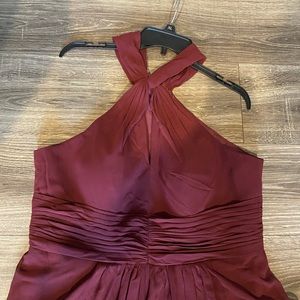 Burgundy women’s bridesmaid dress
